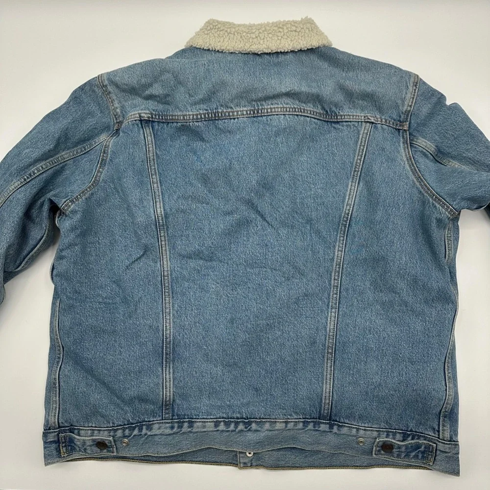 Levis Mens XL Sherpa Lined Denim Trucker Jacket Medium Wash Blue 16365-0044 READ - Picture 7 of 13